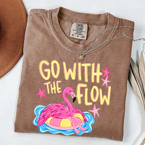 Go With The Flow Flamingo Graphic T-Shirt