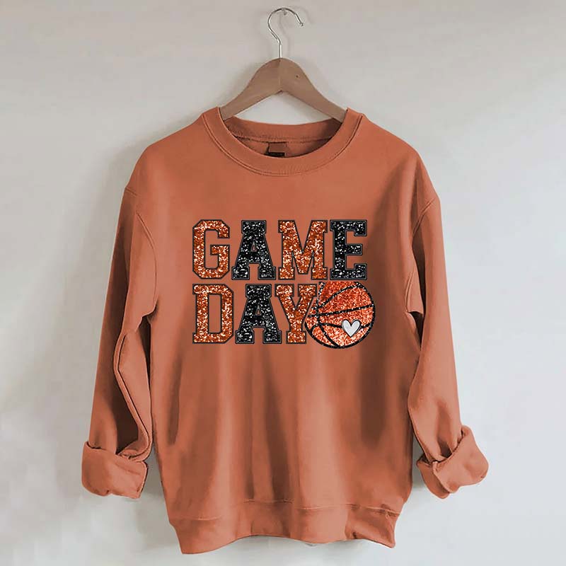 Game Day Basketball Bling Printed Sweatshirt