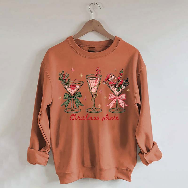 Christmas Please Martini Coquette Holiday Sweatshirt