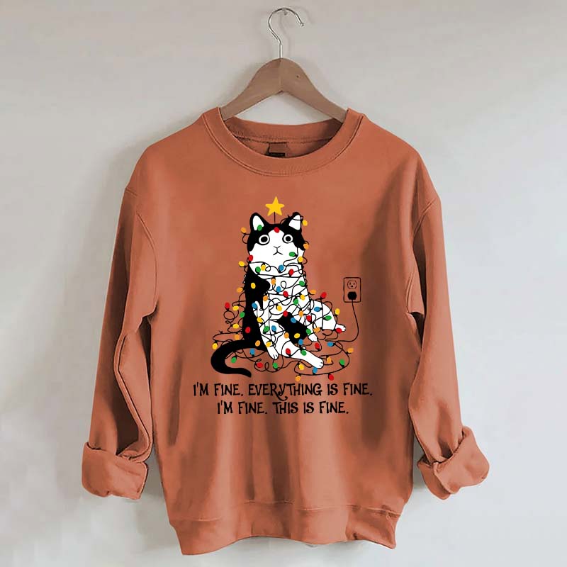 Christmas Cat Lights Sweatshirt