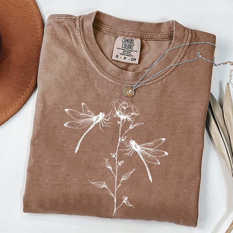 Comfort Color Womens Dragonfly Floral T-Shirt