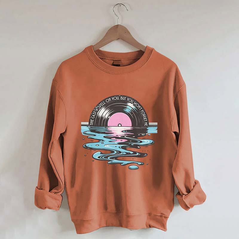 Time Casts A Spell On You Retro Vinyl Record Sweatshirt