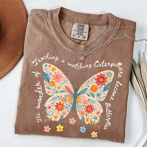 The Wonder of Teaching Quote Butterfly T-Shirt