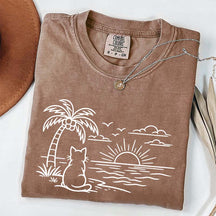 Cat Watching Sunset T-Shirt