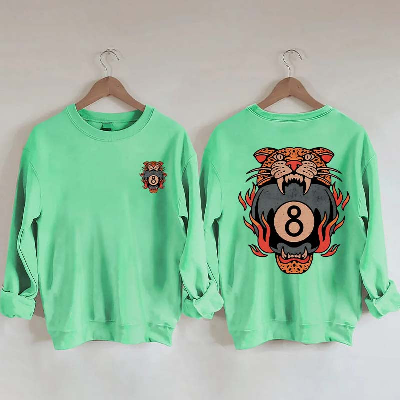 Lucky Leopard Traditional Tattoo T 8 Ball Sweatshirt