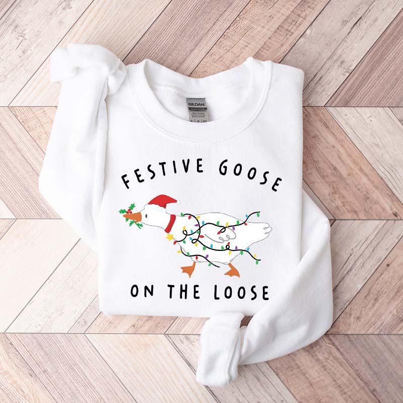 Xmas Duck Festive Goose On The Loose Sweatshirt