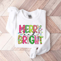 Merry and Bright Cute Family Christmas Sweatshirt
