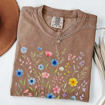 Wildflowers Vintage Blue Style T-Shirt