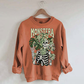 Monstera Skeleton Plant Halloween Sweatshirt