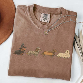 Vintage Art Dachshund Halloween T-Shirt