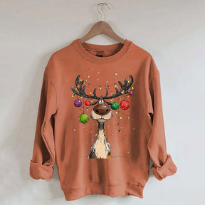Vintage Reindeer Christmas Light Xmas Sweatshirt