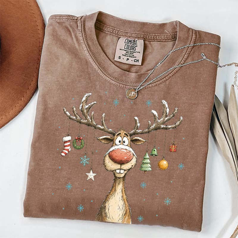 Retro Merry Christmas Retro Reindeer T-Shirt