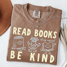 Read Books Be Kind Stay Weird Retro Doodle T-Shirt
