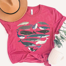 Whale Heart Graphic Ocean Lover T-Shirt