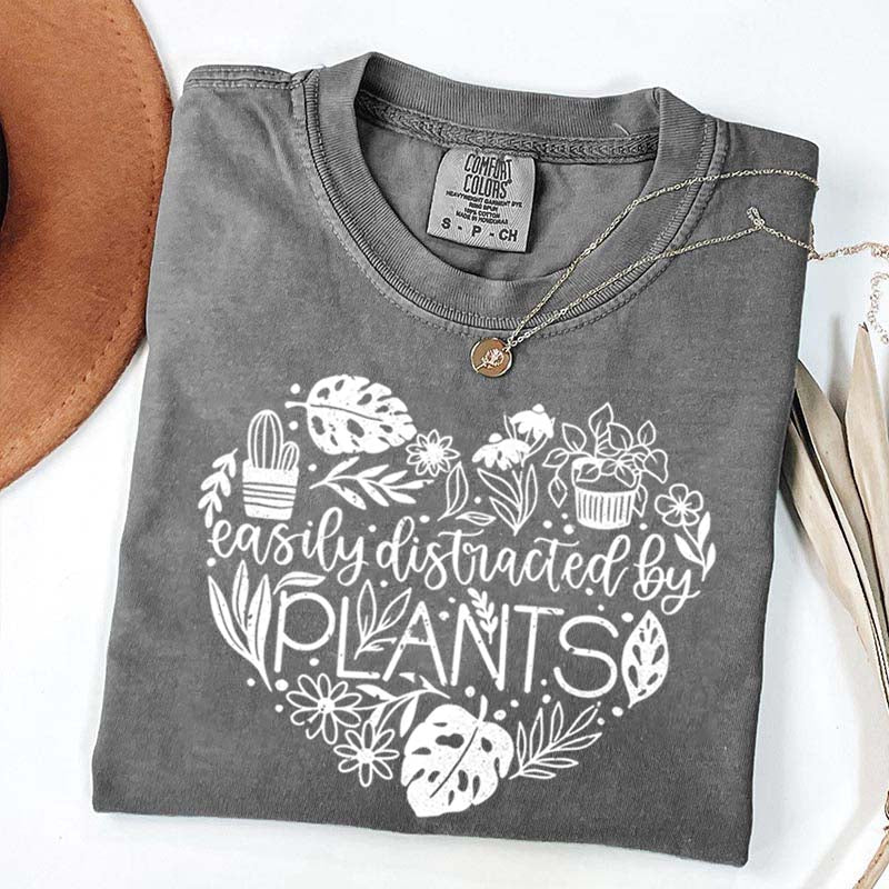 Cute Heart Easily Distracted By Plants T-Shirt