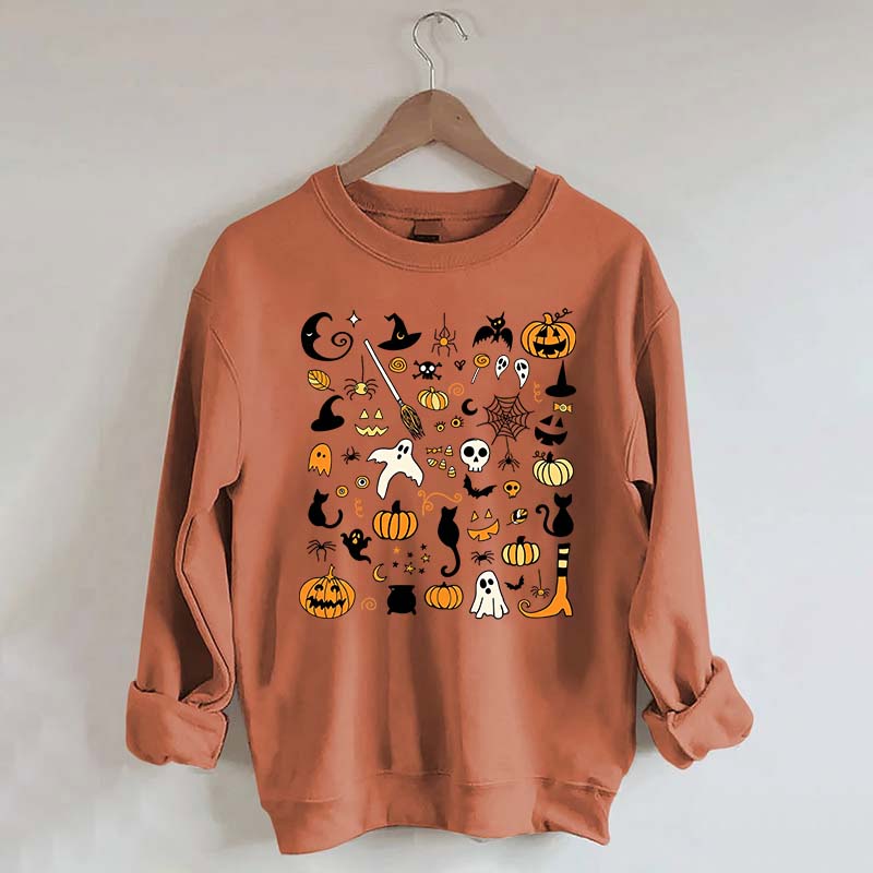 Halloween Doodles Little Things Witch Pumpkin Sweatshirt