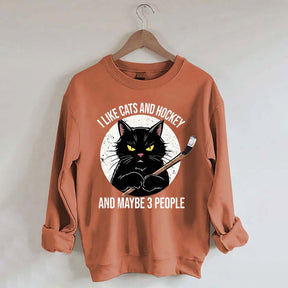 I Like Cats And Hockey And Maybe 3 People Sweatshirt