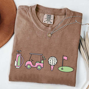 Pink Golf Cart Flag Lover T-Shirt