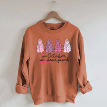 In October We Wear Pink Ghost Cancer Fighter Sweatshirt
