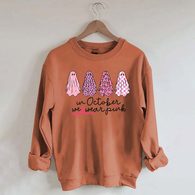 In October We Wear Pink Ghost Cancer Fighter Sweatshirt