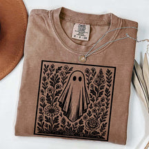 Vintage Wildflowers Graphic With Ghost T-Shirt