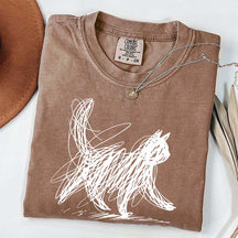 Abstract Cat Line T-Shirt