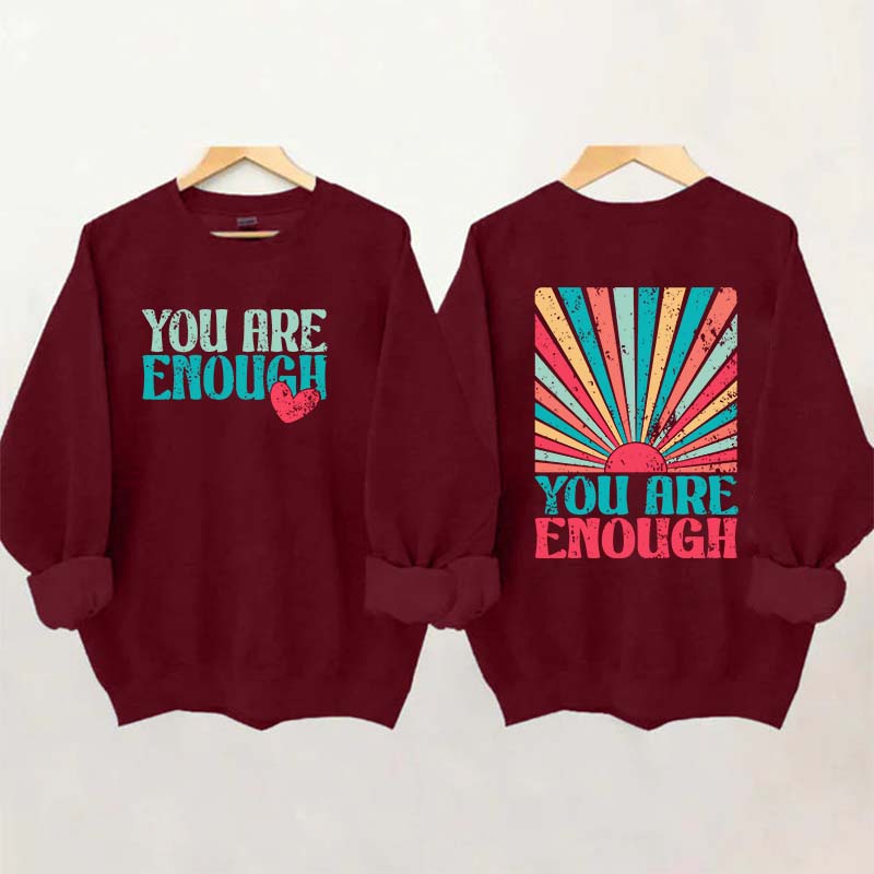 You Are Enough Vintage Retro Rainbow Sweatshirt