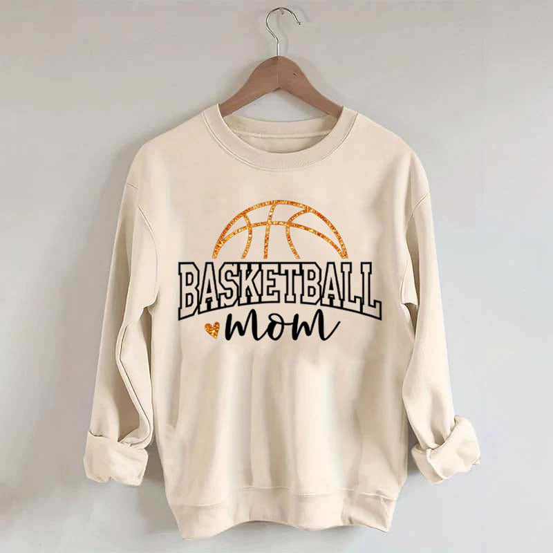 Glitter Basketball Mom Printed Sweatshirt