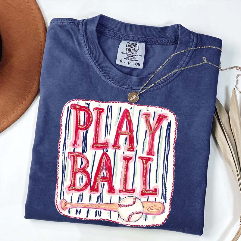Sports Graphic Play Ball Baseball Mom T-Shirt