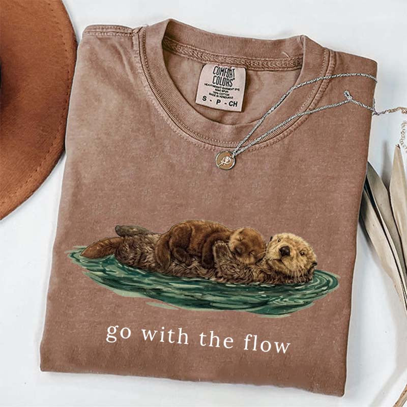 Go With The Flow Cute Otter T-Shirt