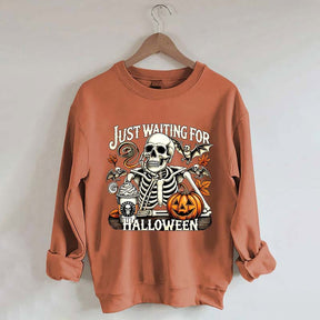 Just Waiting for Halloween Retro Halloween Sweatshirt