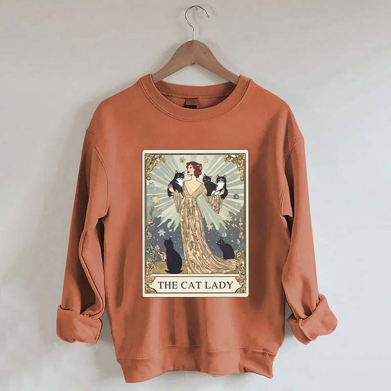 Cat Lady Tarot Card Vintage Sweatshirt