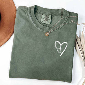 Heart Cross Religous T-Shirt