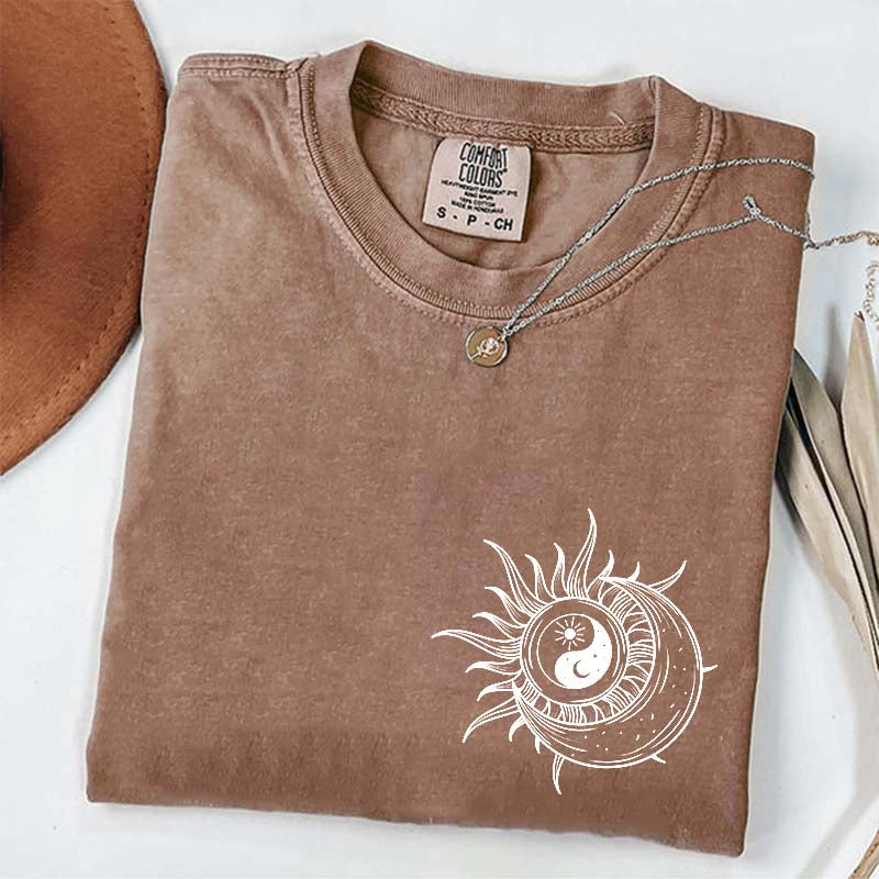 Boho Mystical Moon And Sun Yin Yang T-Shirt