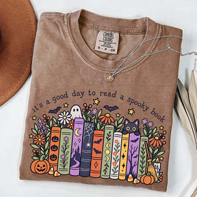 It's a Good Day to Read a Spooky Book Floral T-Shirt