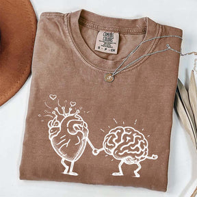 Mental Health Awareness Brain Heart T-Shirt