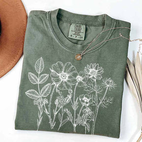 Vintage Pressed Flowers Gardener Floral T-Shirt