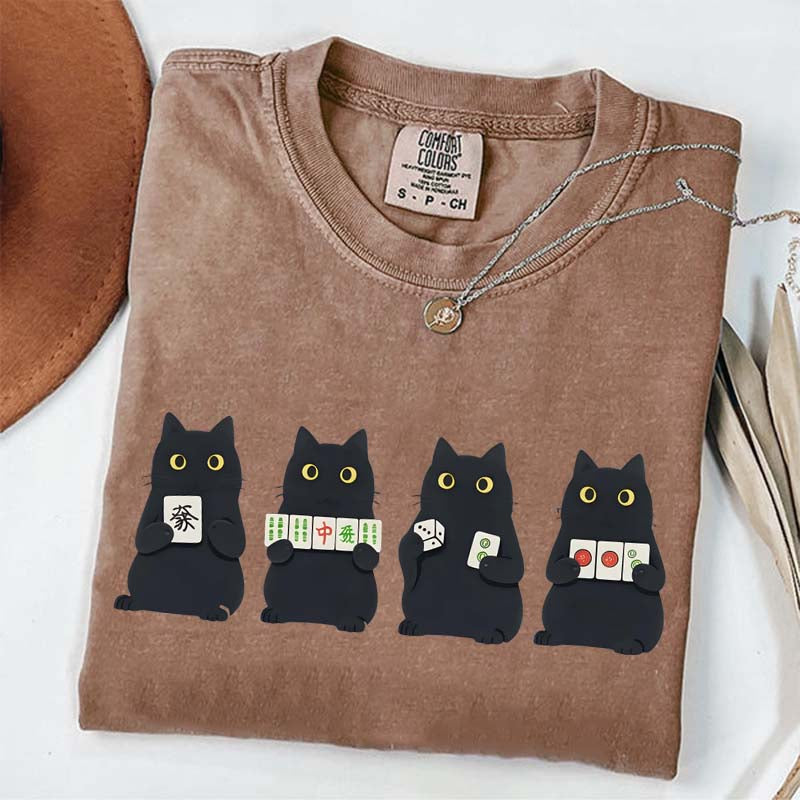 Mahjong Black Cat Game Night T-Shirt