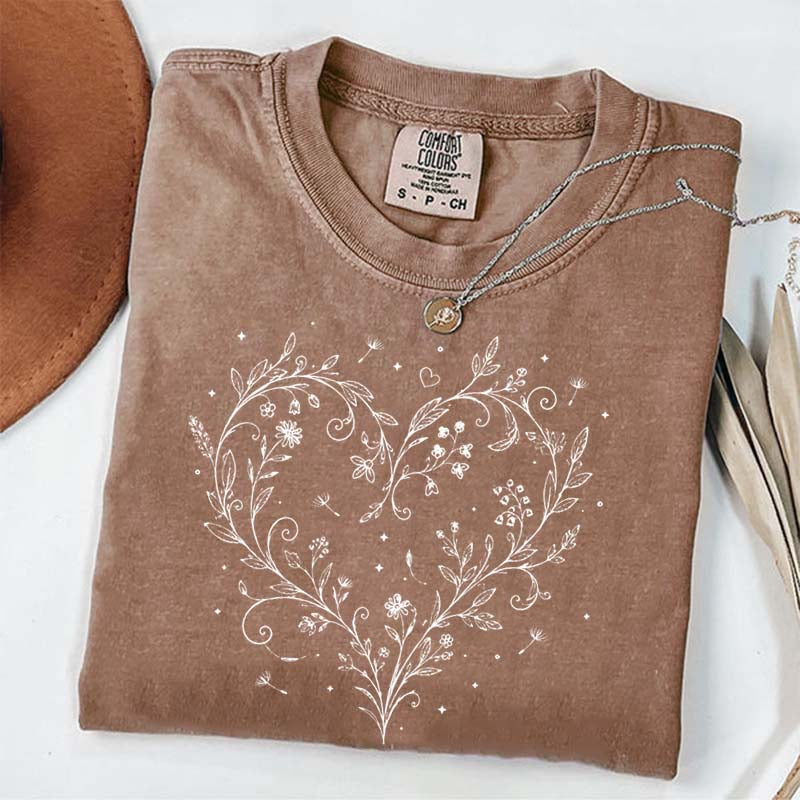 Botanical Dandelion Heart Wildflower T-Shirt