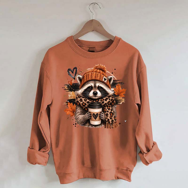 Autumn Coffee Lover Raccoon Sweatshirt