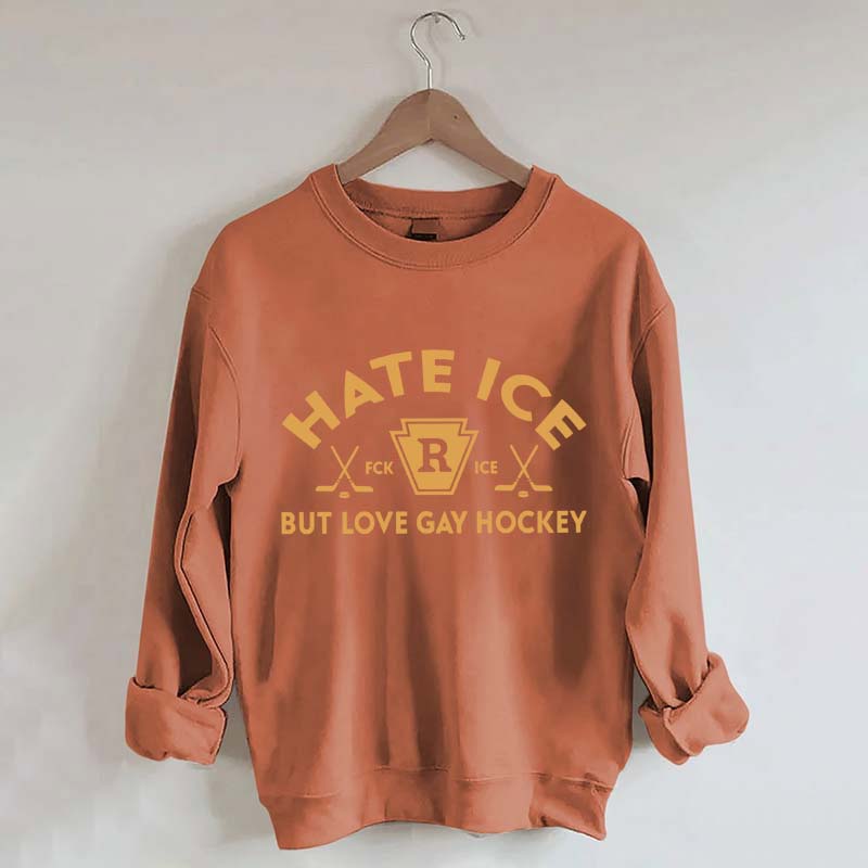 Hate ICE But Love Gay Hockey Boxy Sweatshirt