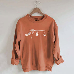 Minimal Mountain Skiing Lift Sweatshirt