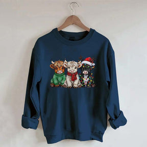 Rustic Highland Cows Christmas Sweatshirt