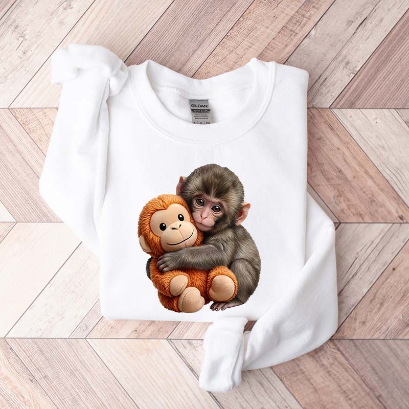 Cute Baby Monkey With Plush Toy Sweatshirt