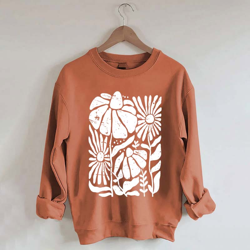 Boho Wildflowers Distressed Flowers Sweatshirt