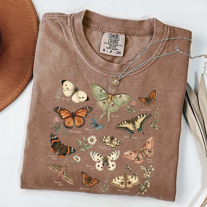 Vintage Butterfly Botanical Chart Moth T-Shirt