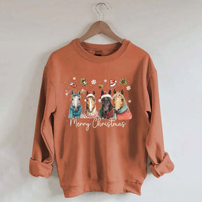 Festive Horse Quartet Christmas Sweatshirt