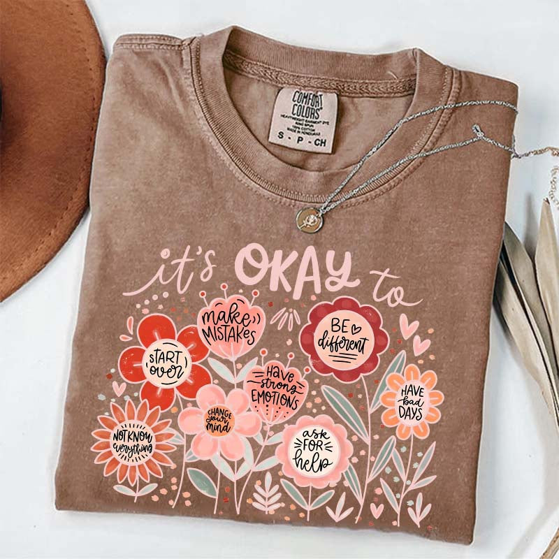 It's Okay Floral Mental Health T-Shirt