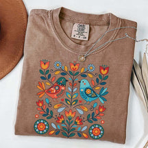 Cute Scandinavian Folk Art Bird T-Shirt