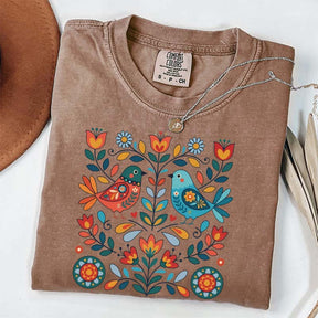 Cute Scandinavian Folk Art Bird T-Shirt